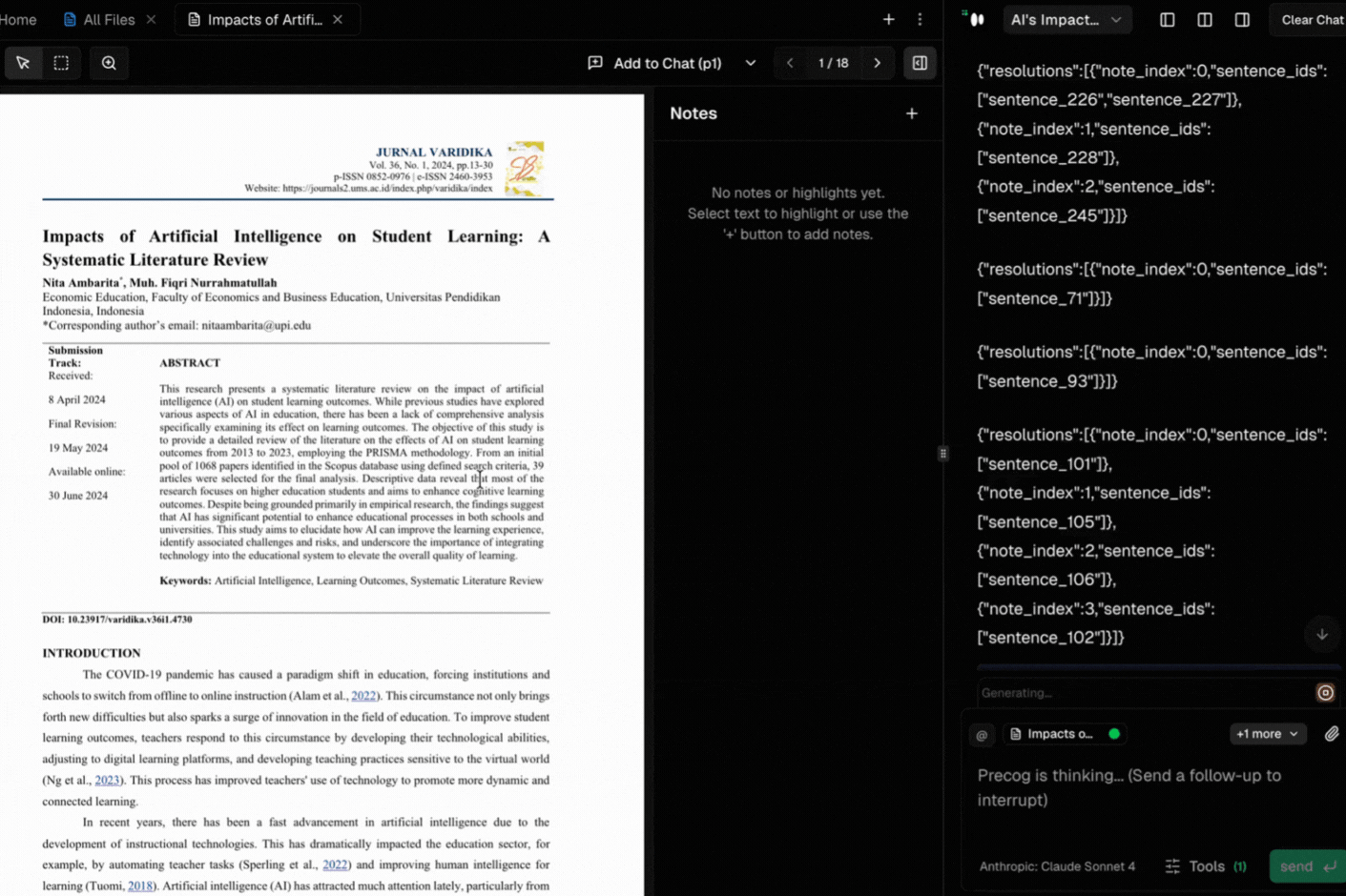 Annotating and highlighting notes in the PDF viewer